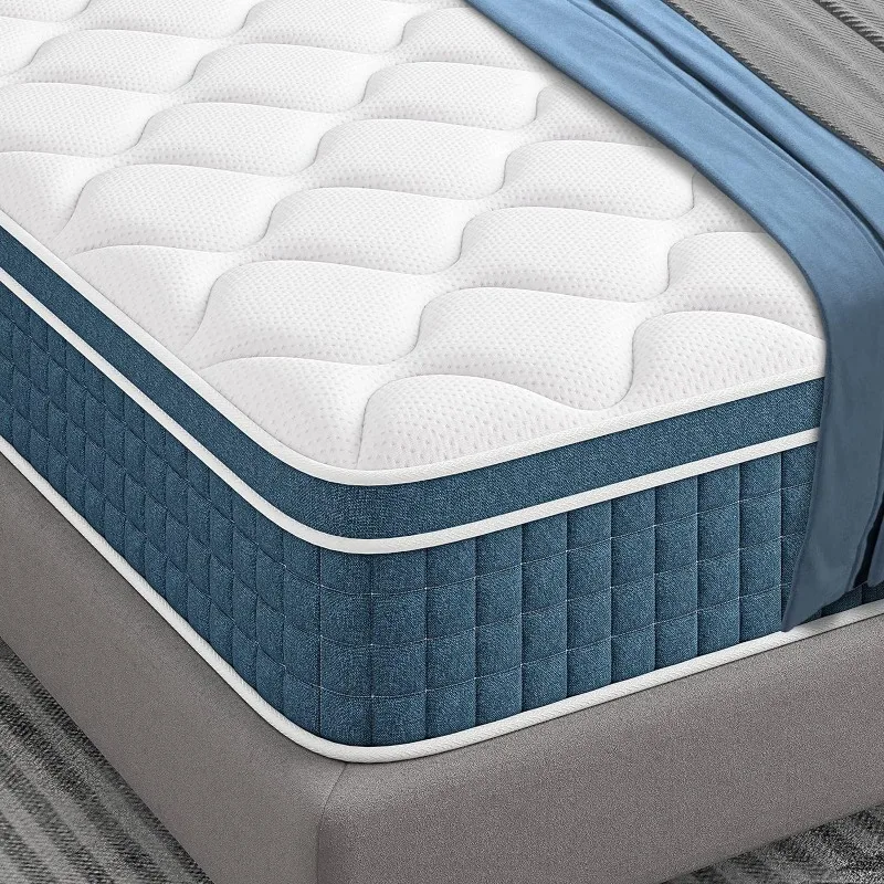 Matelas hybride pour lit queen size, matelas avec ressorts de poche individuels et mousse à mémoire de forme de Charleroi à pression, respirant, moyen