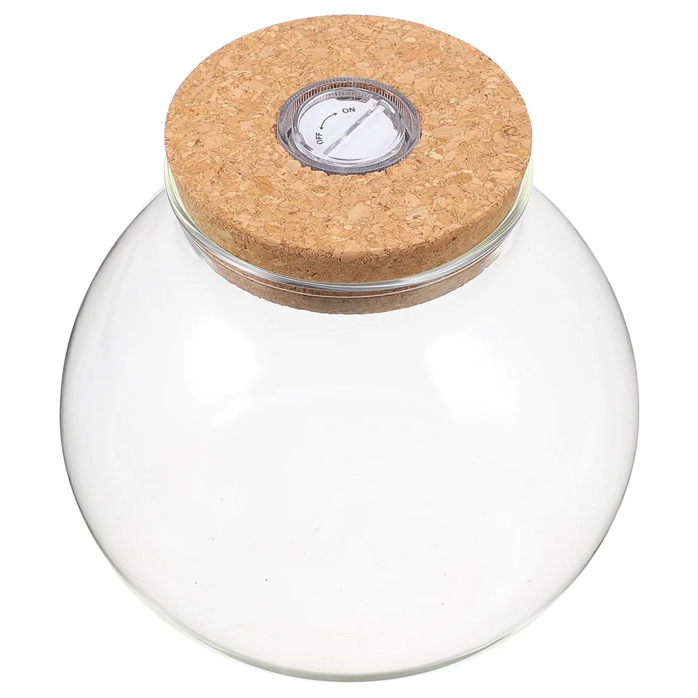 

Round Glass Terrarium with Wood Lid Clear Hydroponic Plant Vase for Indoor Decoration Desktop Garden Propagation Jar Small