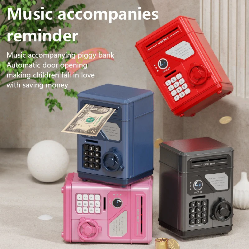Children's Piggy Bank Automatic Sensing Roll Money ATM Saving Safe, Intelligent Electric Finger Password Piggy Bank Money Box