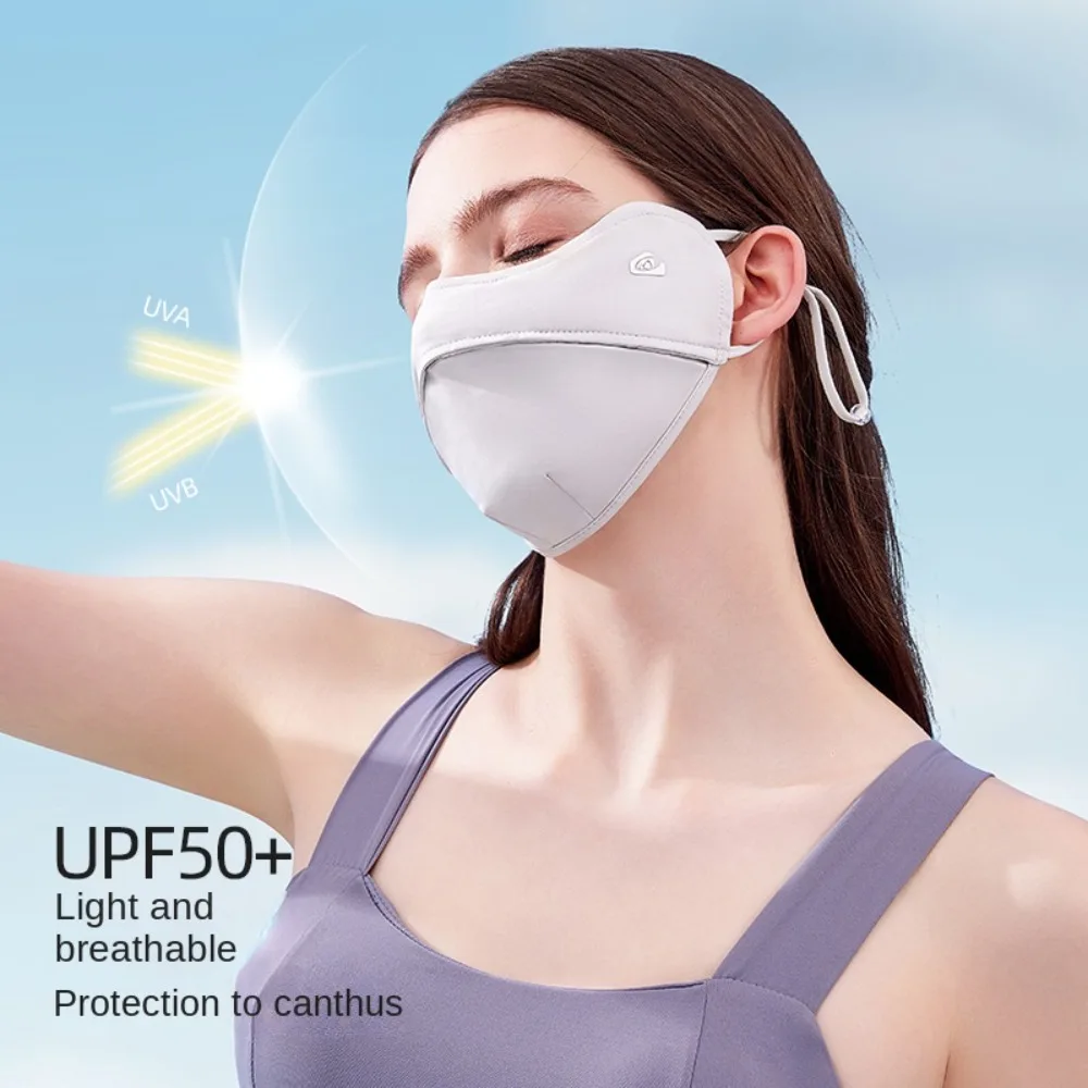 Máscara de seda de hielo con protección UV, bufandas faciales de verano, máscara facial de Gini de Color sólido, velo de protección solar, cubierta facial Anti-uv, pesca