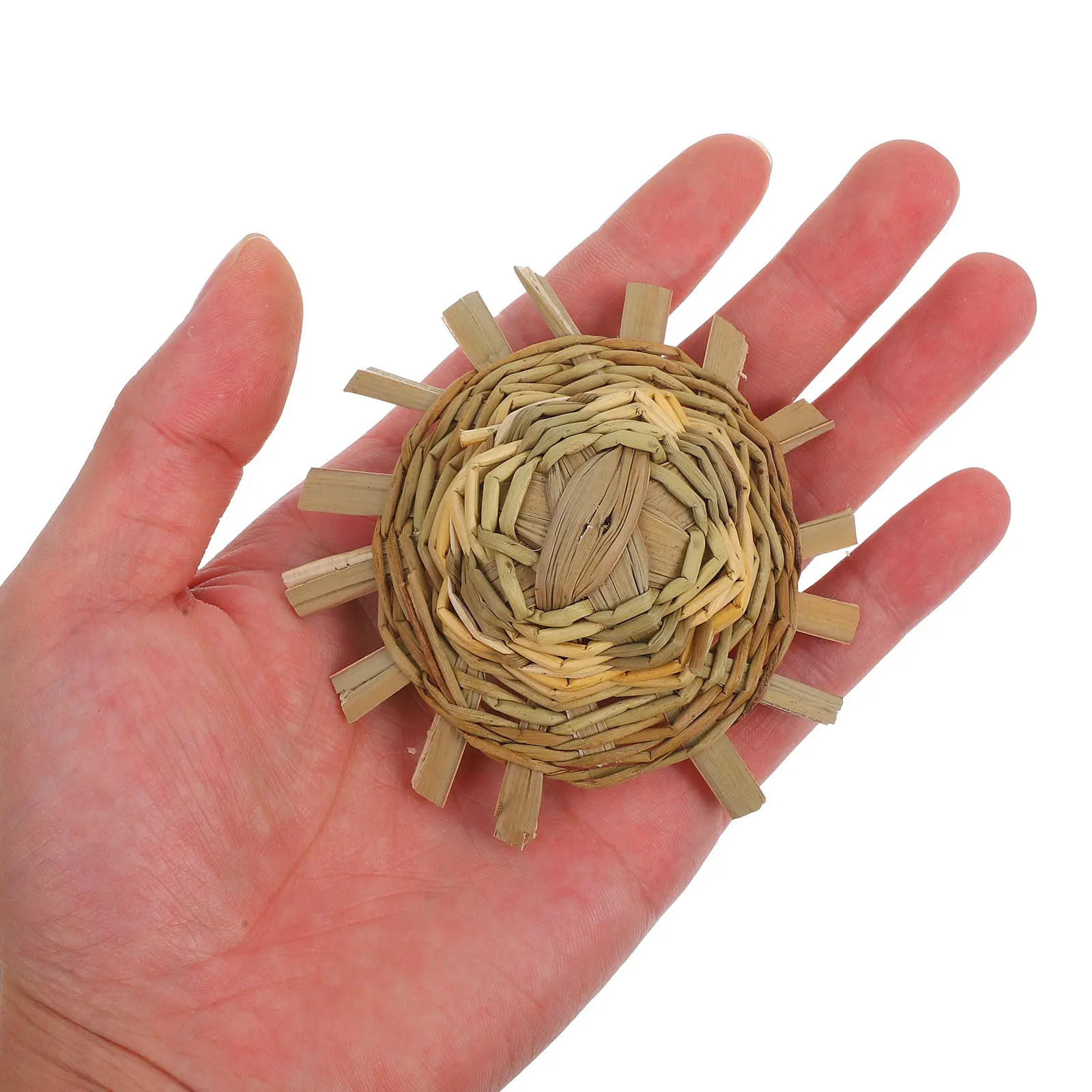 Mini sombreros de paja de 5 piezas, color amarillo claro, estilo campestre, accesorios para casa de muñecas, decoración artesanal, recuerdos para fiestas, atuendo para mascotas, pequeños