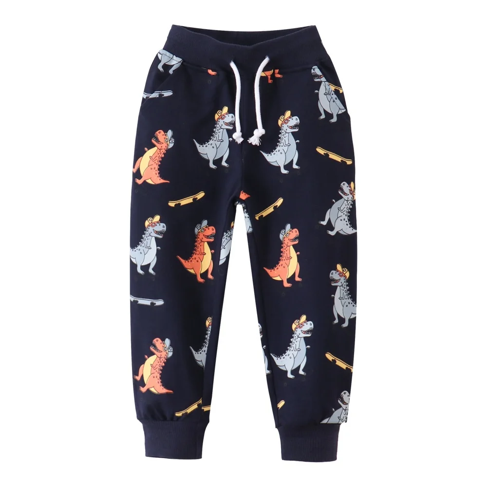 Jumping Meters 2-7T 2026 New Dinosaur Boys Sweatpants Trousers Autumn Spring Drawstring Trousers Pants Sport Harm Kids Pants