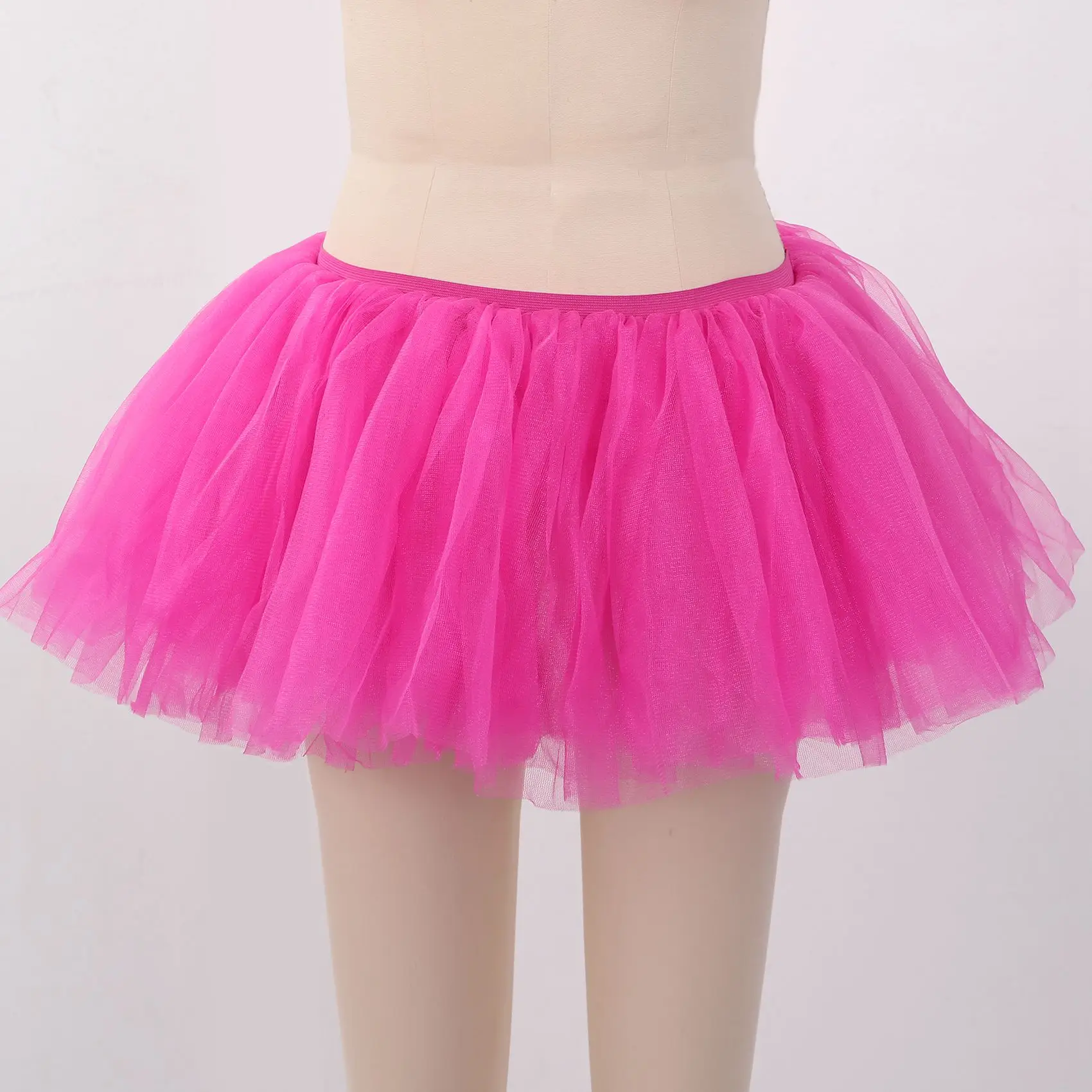 댄스 Tulle Tutu 여성 및 여아용 5 레이어 투투 무도회 의상, 레드