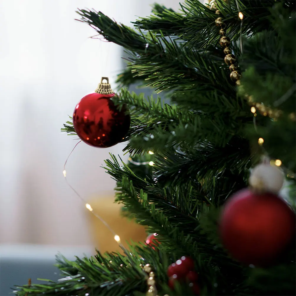 Bouchons d'ornement de noël ronds en plastique, 100 pièces, décorations d'arbre de noël pour fête de vacances, maison, école, centre commercial, Kits artisanaux de décoration