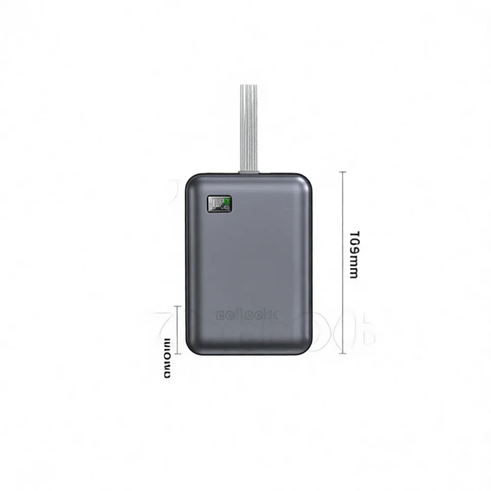 Ultra Slim Portable Power Bank 10000mAh Fast Charging External Battery Charger Built In Cable Mini Pocket Size Tech