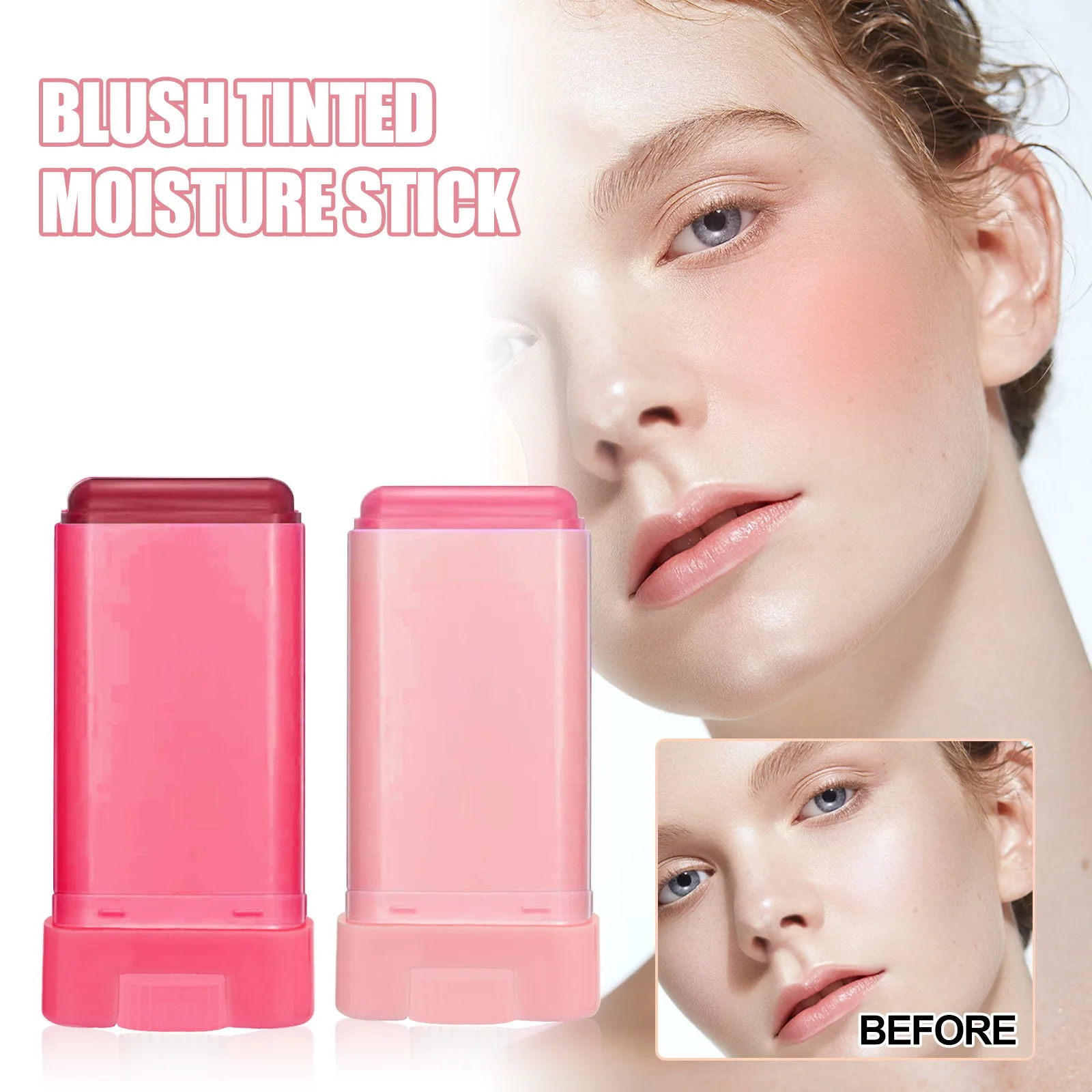 EELHOE Blush Stick Natural Cheek Face Rouge Blusher Cream Lasting High Color Rendering Brightening Skin Beauty Waterproof