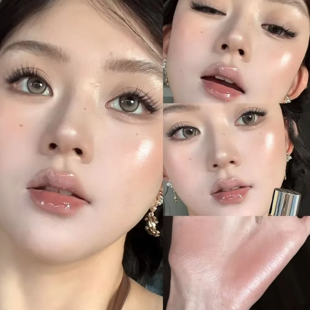 Korean Style Liquid Highlighter Blush Non-Sticky Formula Lasting Wear Shimmer Powder Makeup Light Sensing Natural Finish
