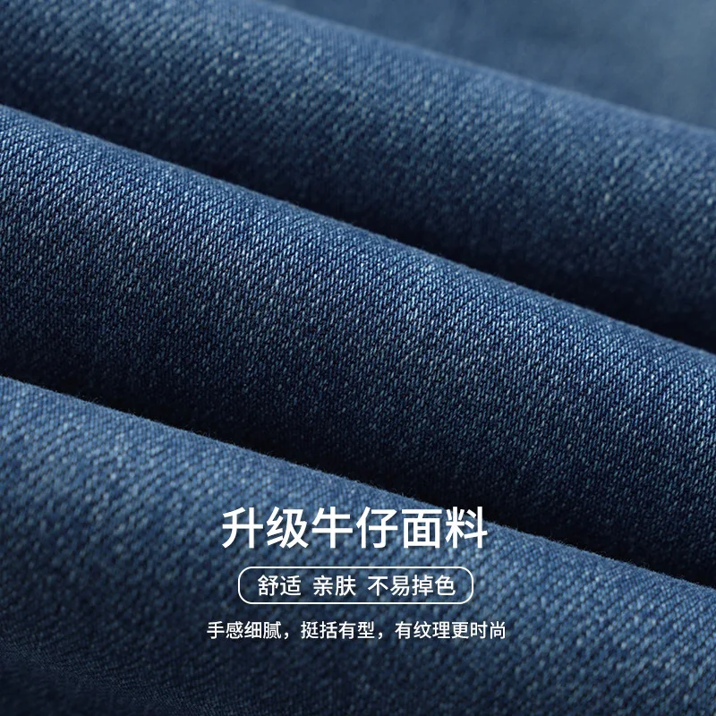 سروال دينم عتيق للنساء صيفي فضفاض للتخسيس ثنيات بطول الأرض سروال مستقيم الساق متعدد الاستخدامات #3