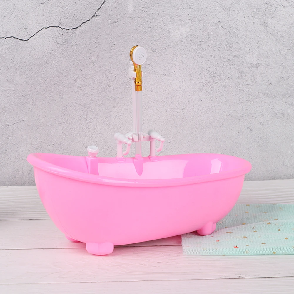 Dollhouse Furniture Spraying Water Kids Bathing Toys Miniatures Electric Bathtub Doll Accessories Plastic Tub 1:6 Scale