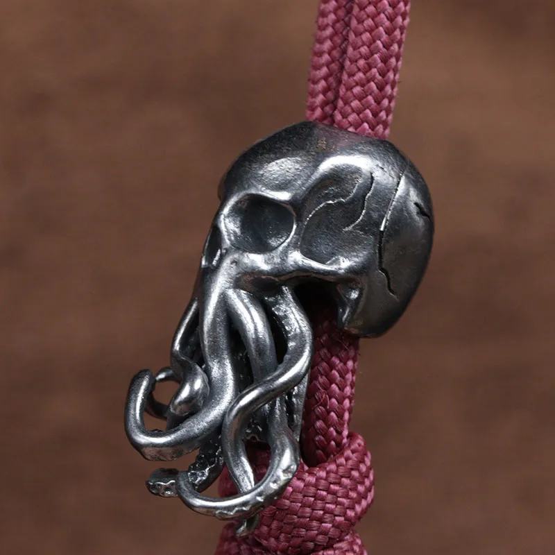 Punk Retro Octopus Skull Face Knife Beads Lanyard Pendants Jewelry Umbrella Rope Hangings EDC Outdoor DIY Paracord Accessories