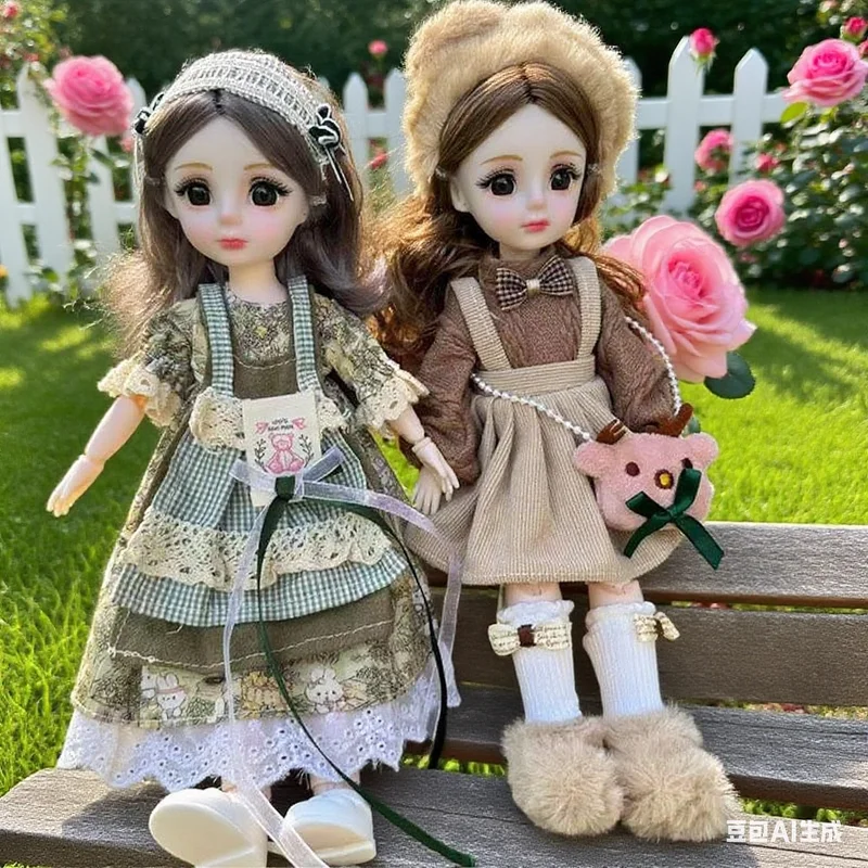 

30cm joint activity princess dress fashion dress long hair style simulation makeup girls holiday gift BJD doll