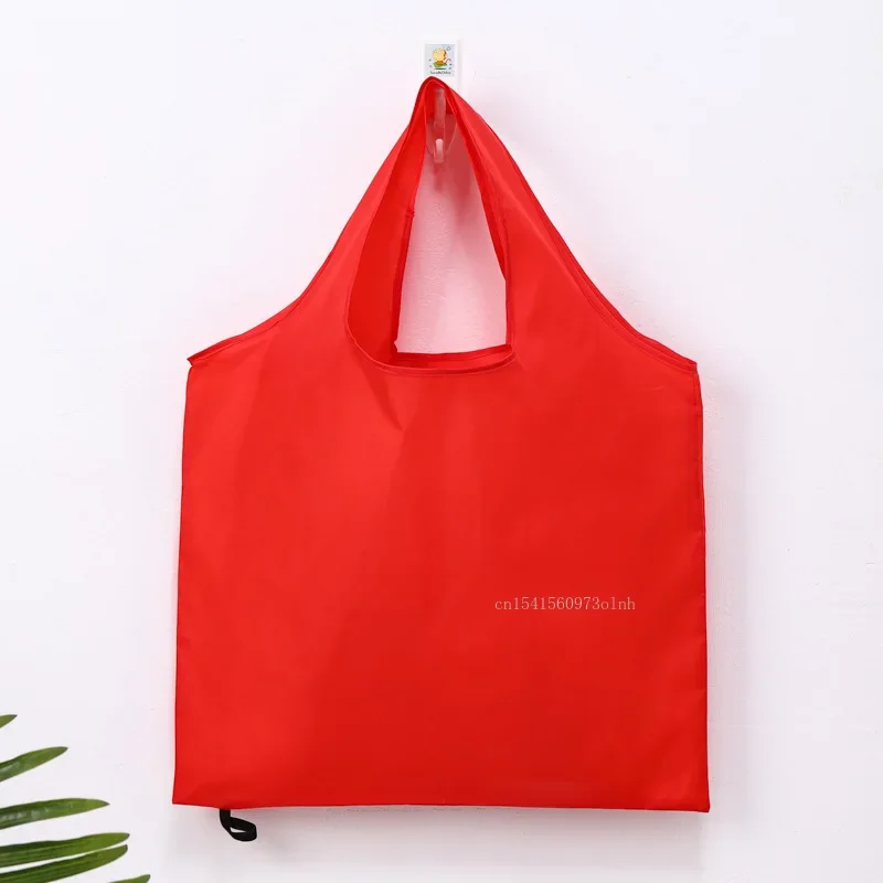 Foldable Shopping Bag Reusable Travel Grocery Bag Eco-Friendly One Shoulder Handbag for Travel Solid Color Supermarket Tote Bag