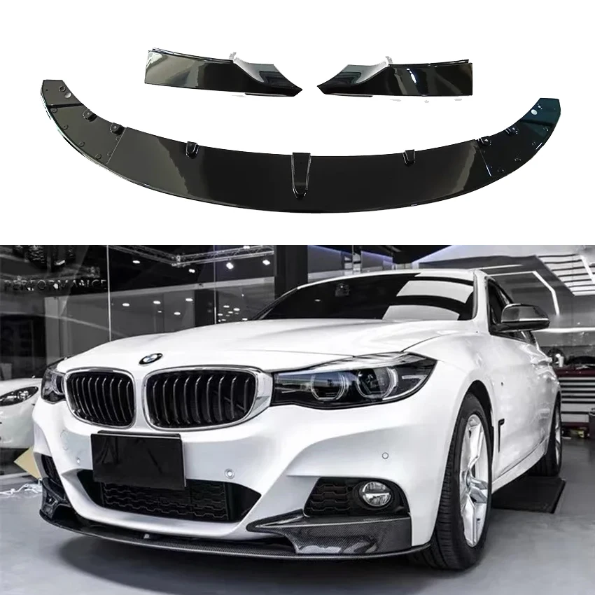 

3 PCS 2013 To 2019 For BMW 3 Series GT F34 Front Bumper Spoiler Lip Splitter Body Kit By ABS Gloss Black Blade Guard Diffuser