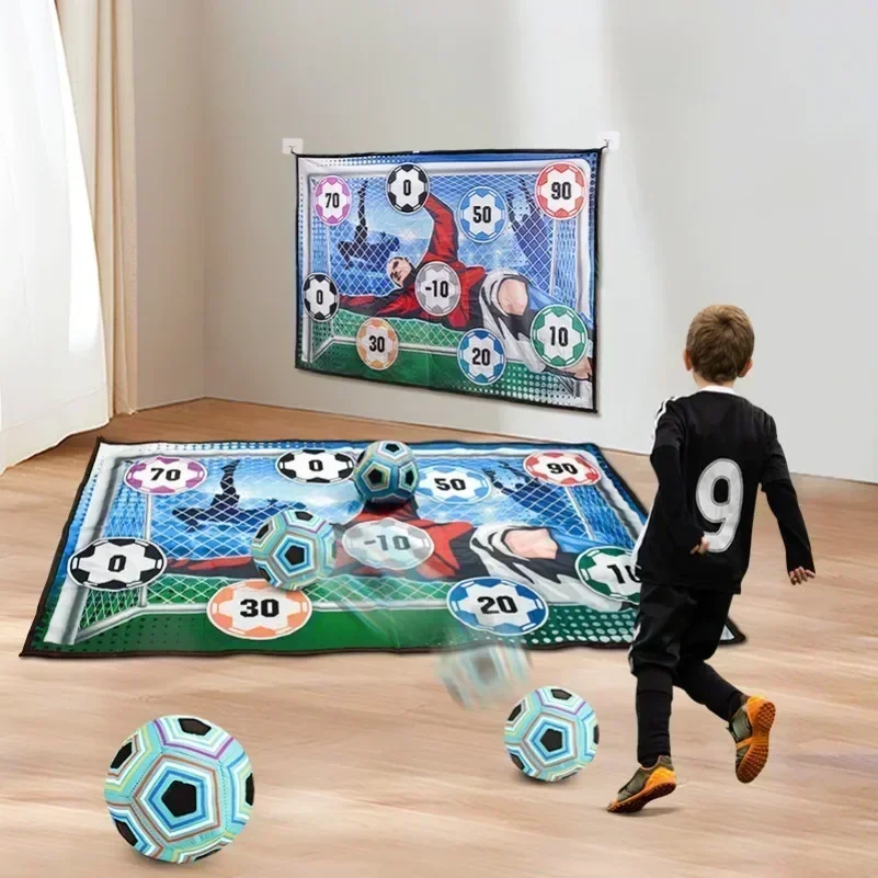

Soccer Game Mat Set Mat With Adhesive Indoor Soccer Multiplayer CompetitiveToys Outdoor Toss with Velcro Goal Game Boy Gift