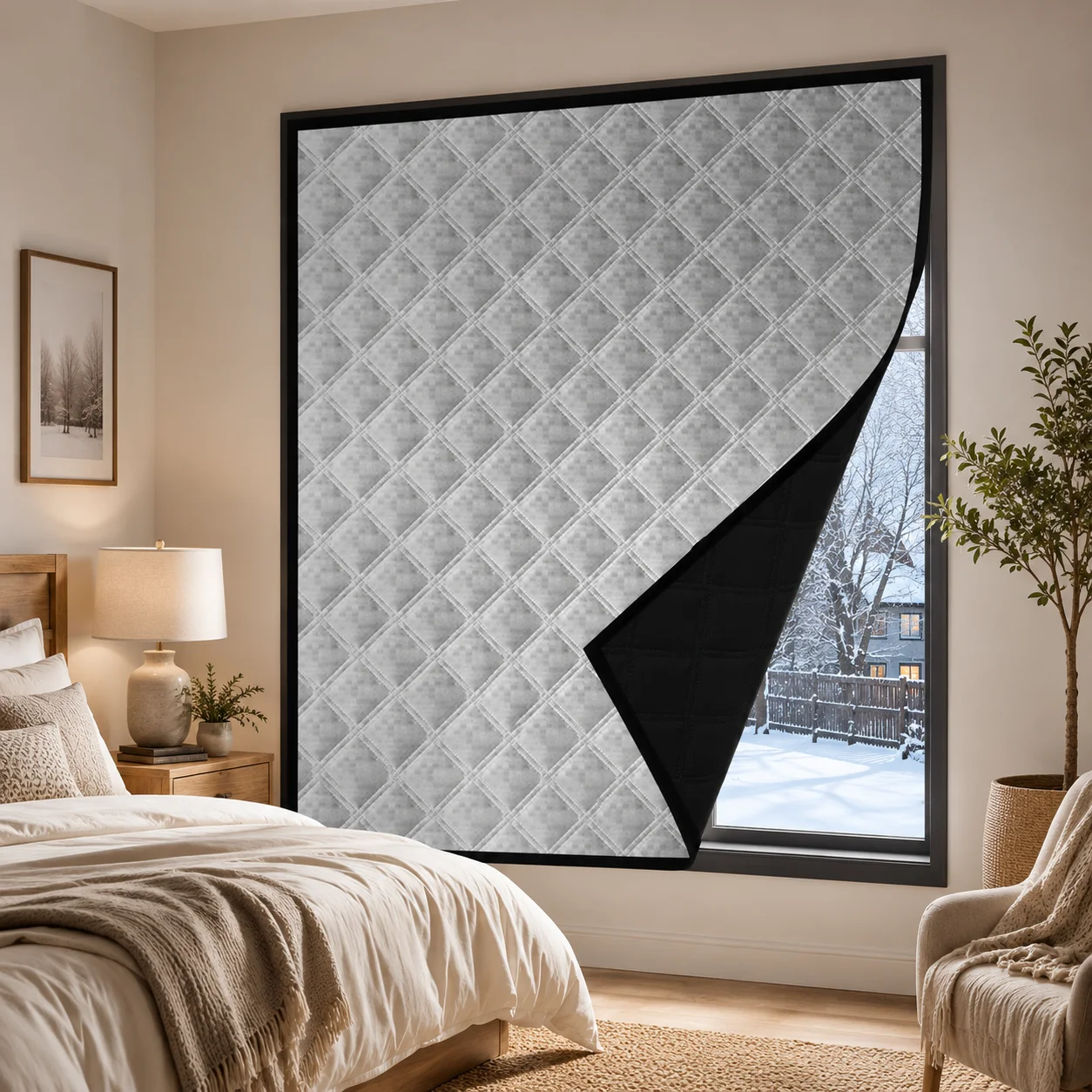 1P No-Drill Thermal Window Film Thickened Self-Adhesive Insulation Cover Easy Install Cold-Blocking Design for Warm Winter Home