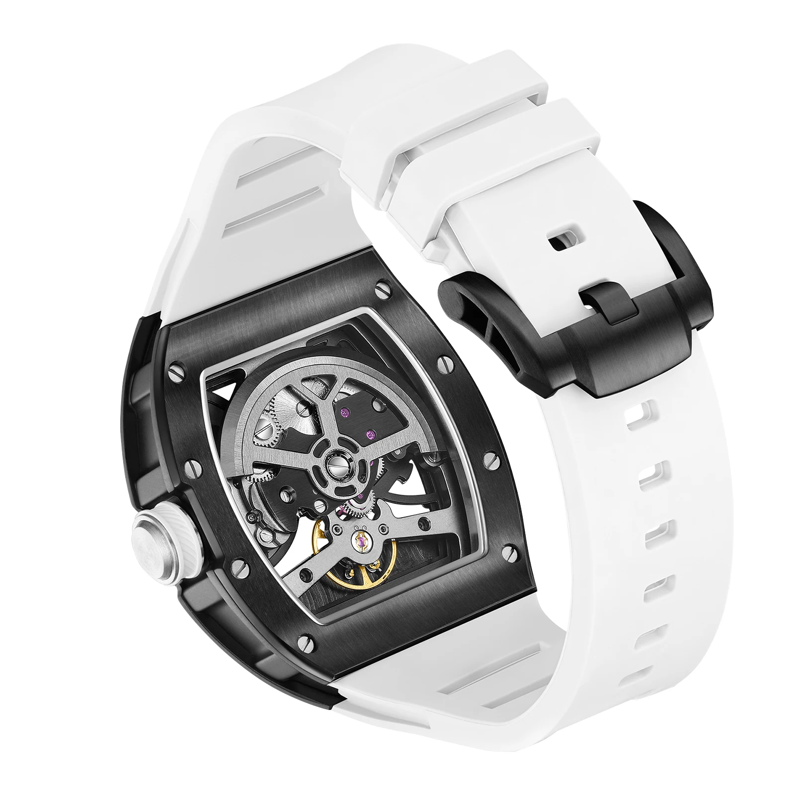 DG 100% Tourbillon Watch Men's Skeleton Dial Sapphire Watch For Men Mechanical Wristwatches Relogio Masculino