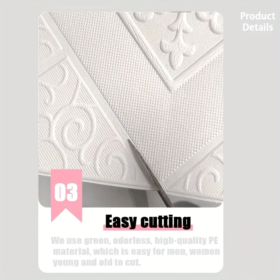 20 قطعة من ورق جدران السقف ثلاثي الأبعاد ذاتي اللصق لتزيين الحائط مقاوم للماء بتصميم رغوي لغرفة النوم ورق لاصق جداري