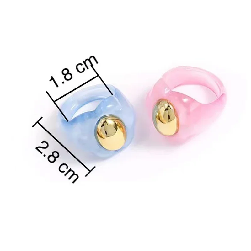 2024 bunte geometrische transparente Harz Acryl ringe für Frauen Mode ovale Fingerring Mädchen Sommerferien Schmuck Anillos