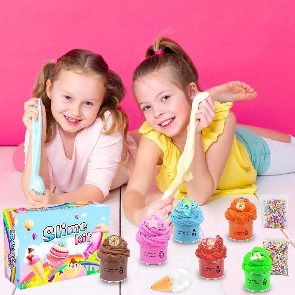 12 Slime Cotton Mud Puff Gum Toy Education Creativity Toys Soft Charms Rainbow Clay Kawaii Slime Party Toy for Kids Gift