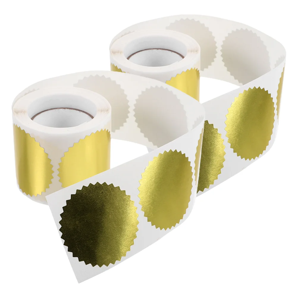 2 Rolls Stencil Sticker Embossing Seal Stickers Certificate Sealing Medals Circle Aluminum Foil for Certificates Diploma