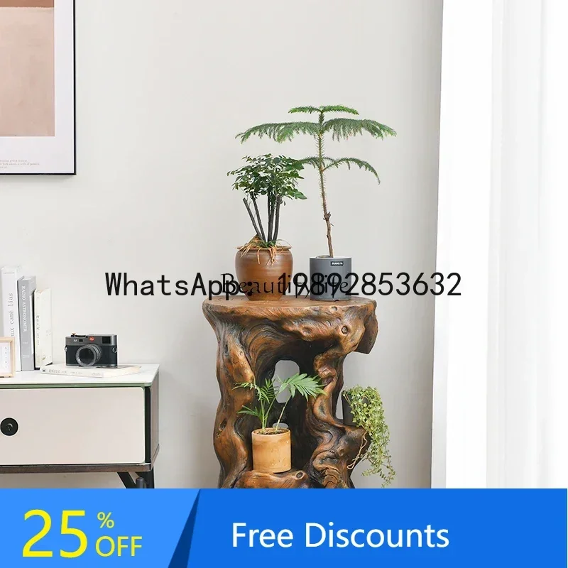LYY rack bonsai potted plants retro imitation wood home decoration ornament indoor living room balcony office storage tabl
