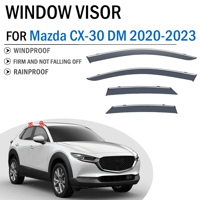 

2020 2021 2022 2023 FOR Mazda CX-30 CX30 MD Window Visor Deflector Visors Shade Sun Rain Guard Smoke Cover Shield Awning Trim