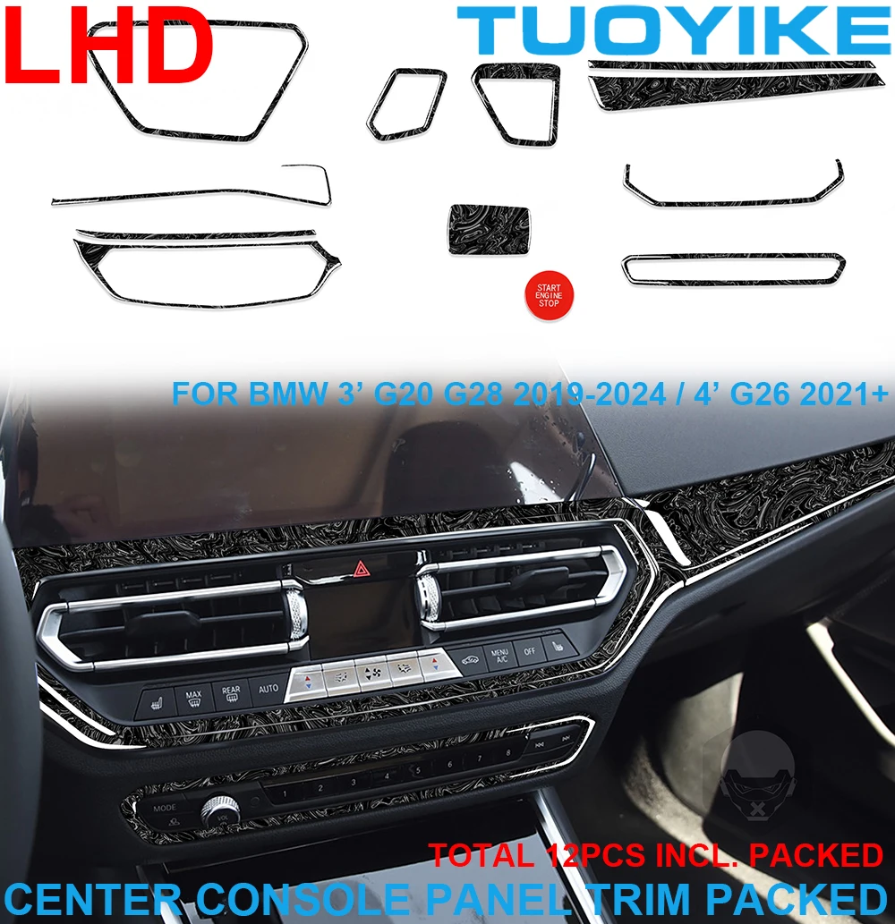 

LHD RHD Автомобильная мягкая внутренняя панель из настоящего углеродного волокна, накладка на панель центральной консоли для BMW 3/4 серии G20 G28 G26 2019+