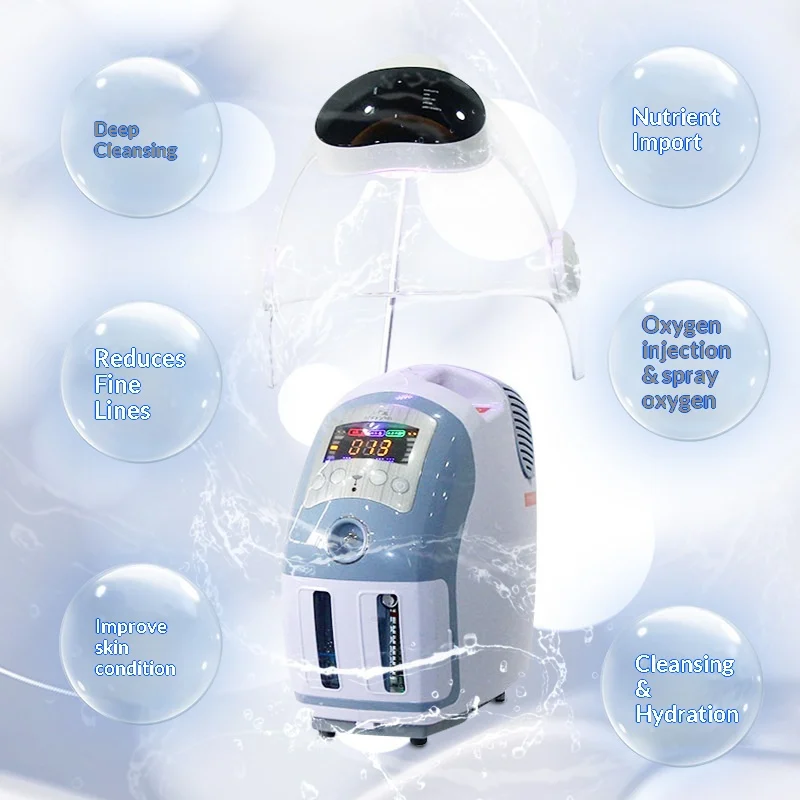 جت الجلد قشر سبا صالون المنزل Hyperbaric Oxigeno الوجه النفاثة الأكسجين تجديد الوجه قبة آلة قناع الأكسجين للعناية بالبشرة