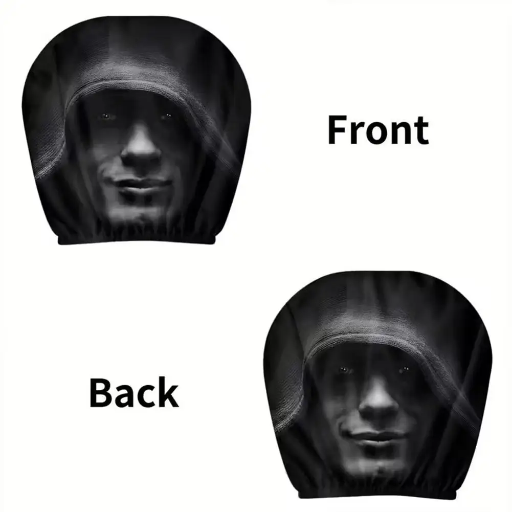 2 Stück Horror-Gesichts-Autositzbezüge aus weichem Polyester, waschbar, staubdicht, schützende dekorative Hülle, universeller Autositzbezug – Detail 9