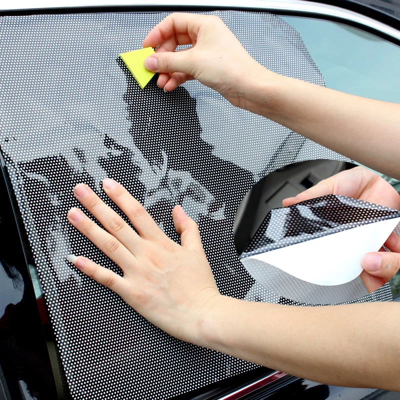 

DIY 2pcs Car Sun Shades Film Sun Protection Window Cover PVC Sunshade Side Window Shield Sticker External Auto Accessories