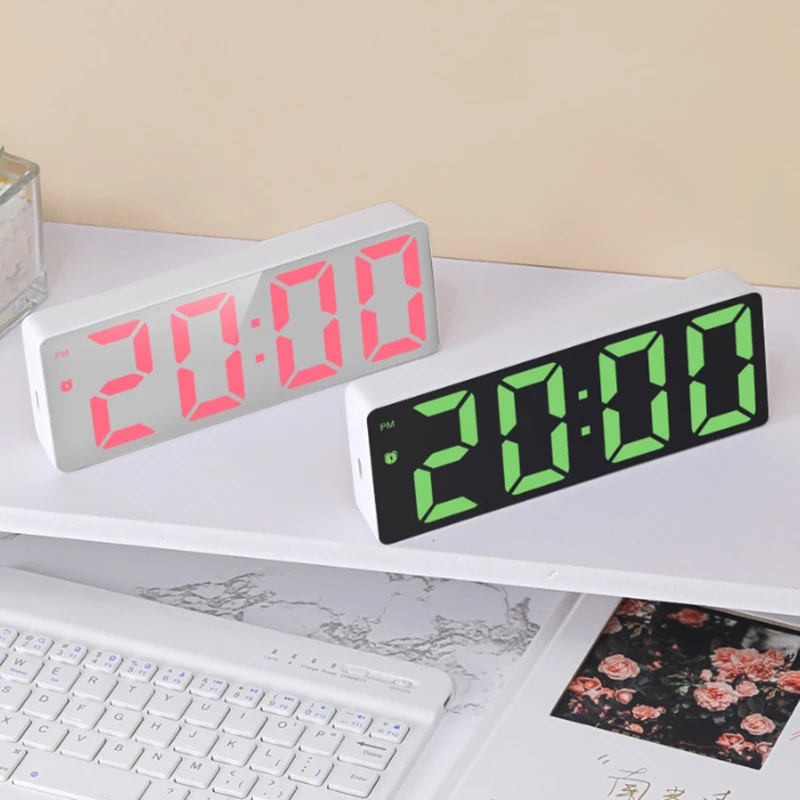 Simple Style Digital Clock LED Alarm Clock Bedroom Electronic Desktop Clock With Temperature Display Adjustable Brightness 12/24