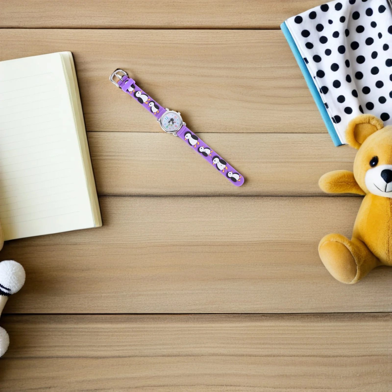 ساعة Penguin Kids الرقمية باللون الأرجواني بمينا كبير مقاومة للماء وخفيفة الوزن كرتونية لتعلم الوقت للفتيات الصغيرات والأولاد #4