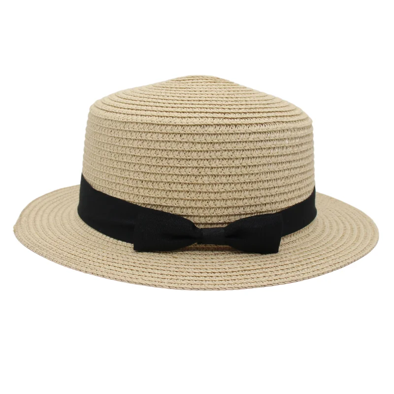 Summer Beach Panama Hat For Women Ladies Fashion Simple Holiday Straw Fedora Hat Party Men New Bowknot Sun Travel Cap Wholesale