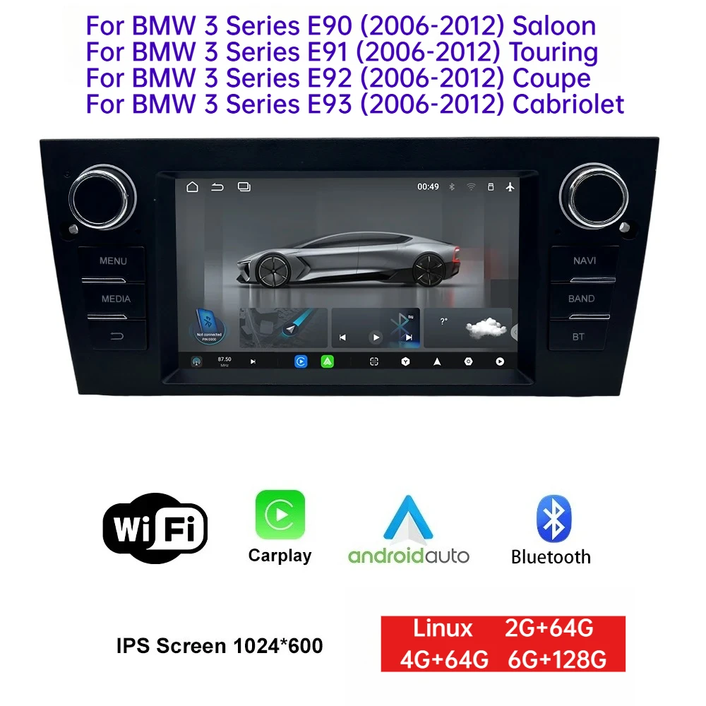 

For BMW 3 Series E90 E91 E92 E93 (2006-2012) Car Multimedia Player 7 Inch Touch Screen Car GPS Navigation WiFi Bluetooth
