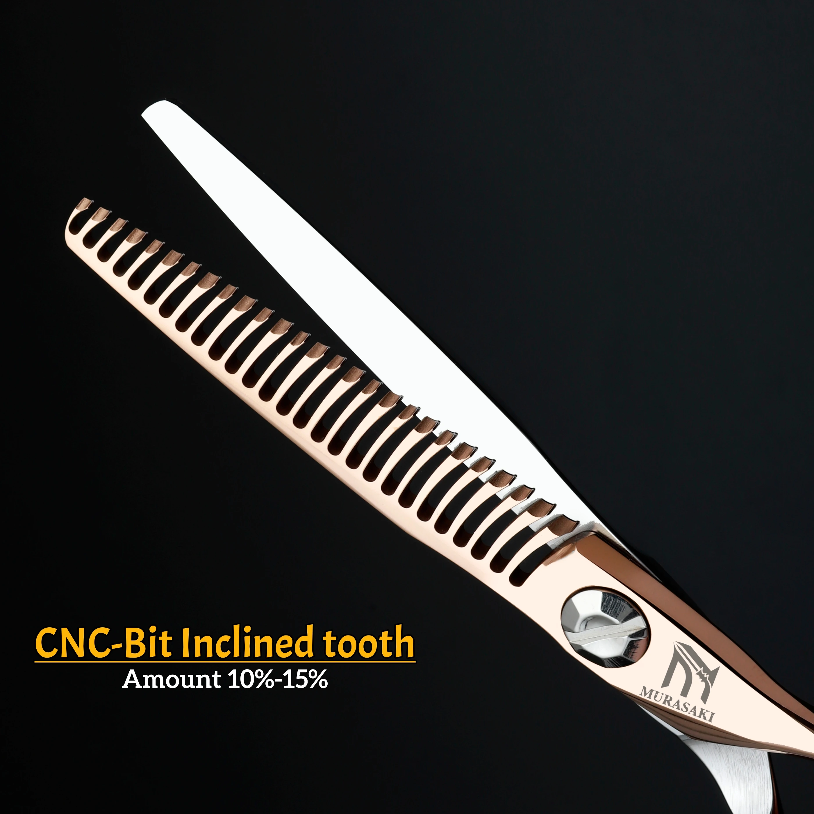 Professionelle Haarschneidescheren zum Ausdünnen, 6,1-6,3 Zoll, CNC-Texturscheren mit Roségold-Beschichtung, Haarschneidemaschine aus japanischem VG10-Stahl – Detail 3