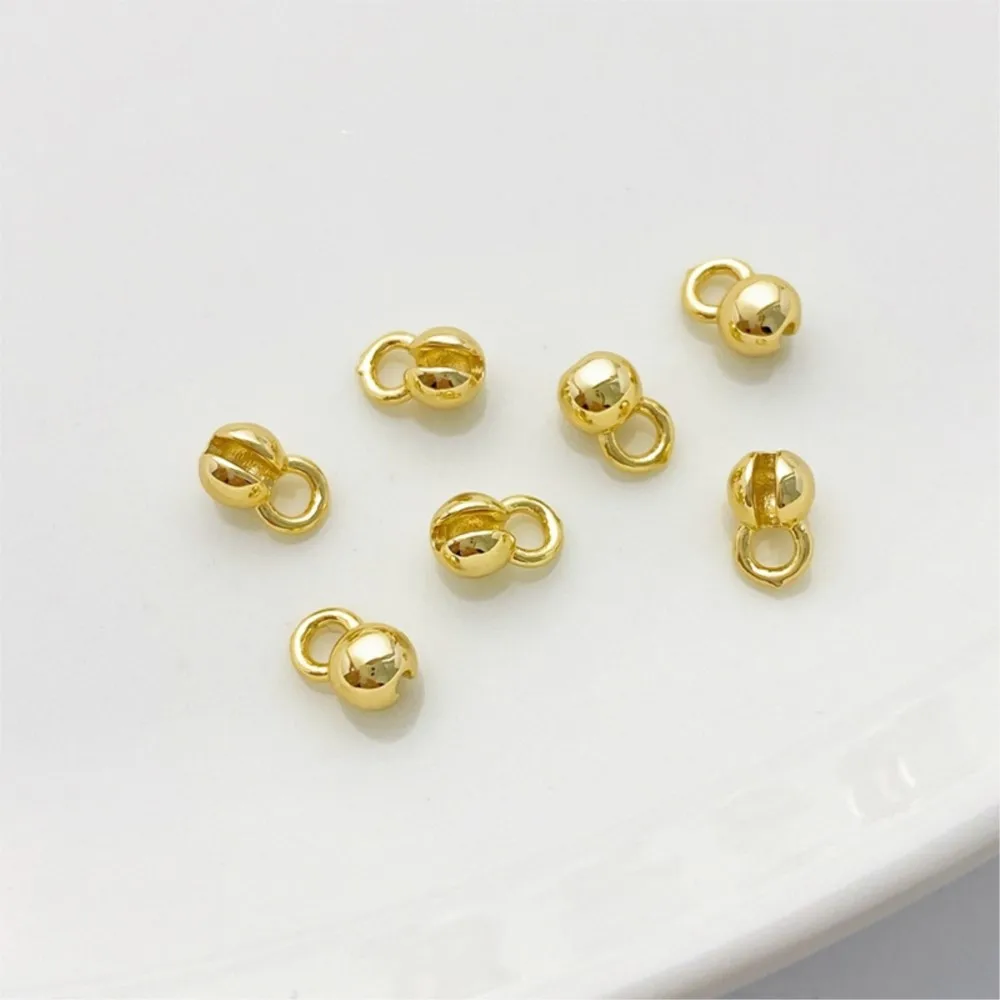 10pcs 18K Gold Plated Brass Leather Cord Crimp Beads with Loop Clam Shell Bead Tip Ends for 1.5mm Chain Necklace Jewelry Making