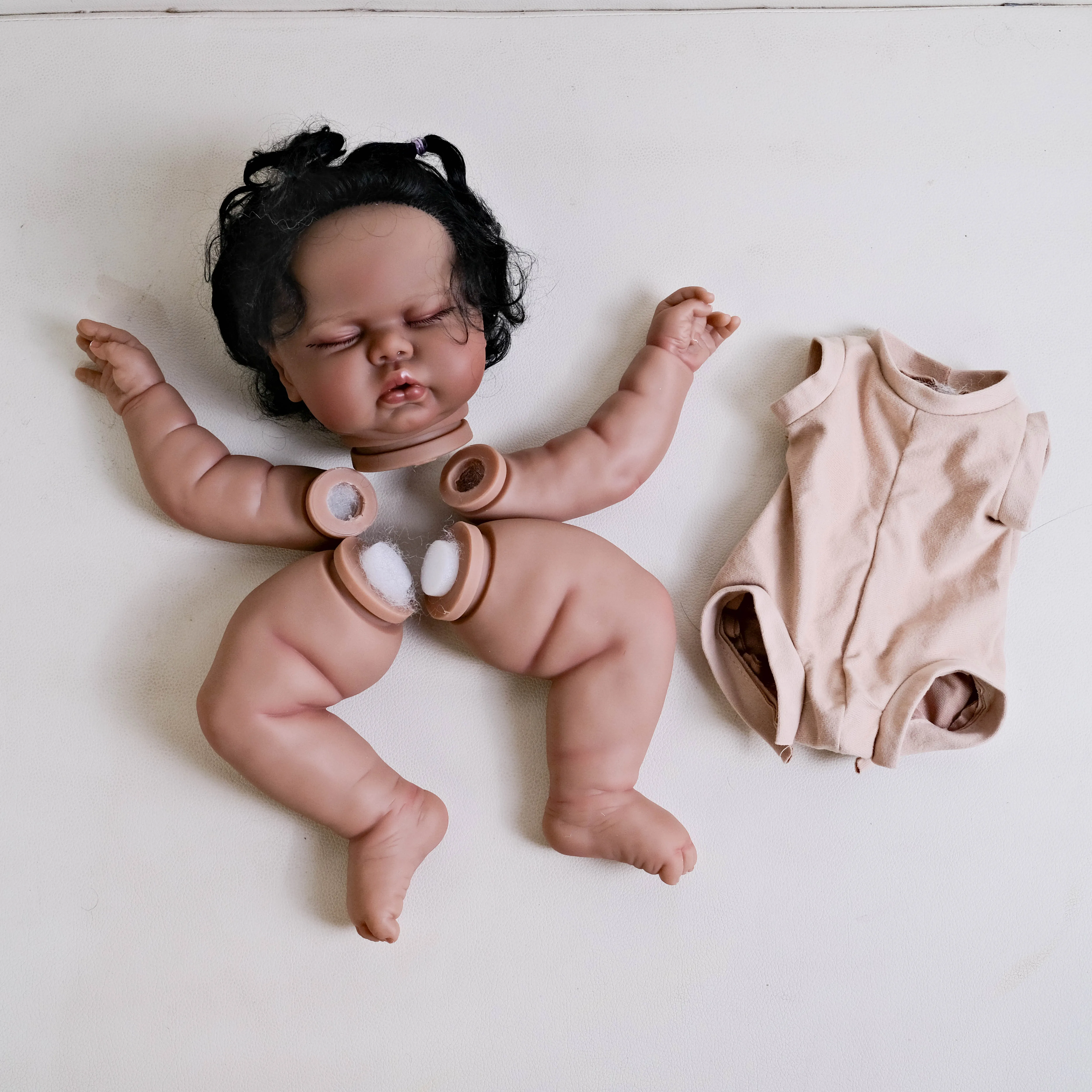 NPK 19inch Dark Skin Pickle Reborn Doll Kit - Painted Unfinished Doll Parts with Hand Rooted Hair Lifelike Collectible Doll Kit
