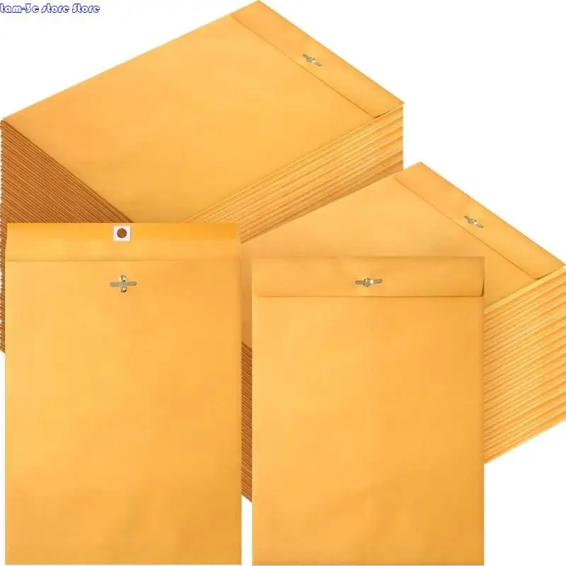 

D0UA 30Pcs Kraft Envelopes Document Envelope with Metal Clip For File Receipt Picture