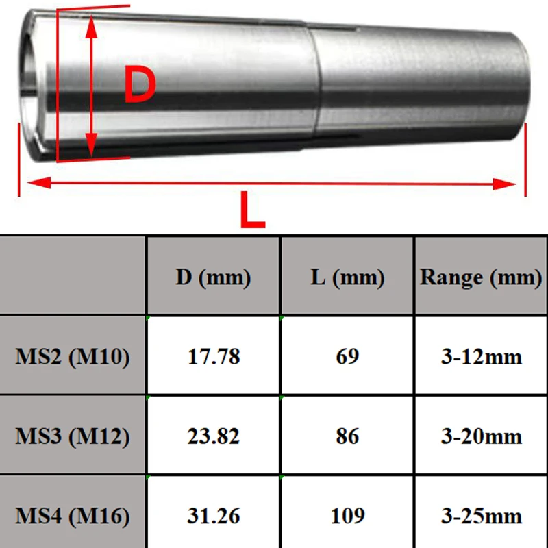 MT2 MT3 collet chuck D3 4 5 6 8 10 12 14 16 18 20mm morse taper cone spring collet thread M10 M12 clamp tool MS2 MS3 MK2 MK3