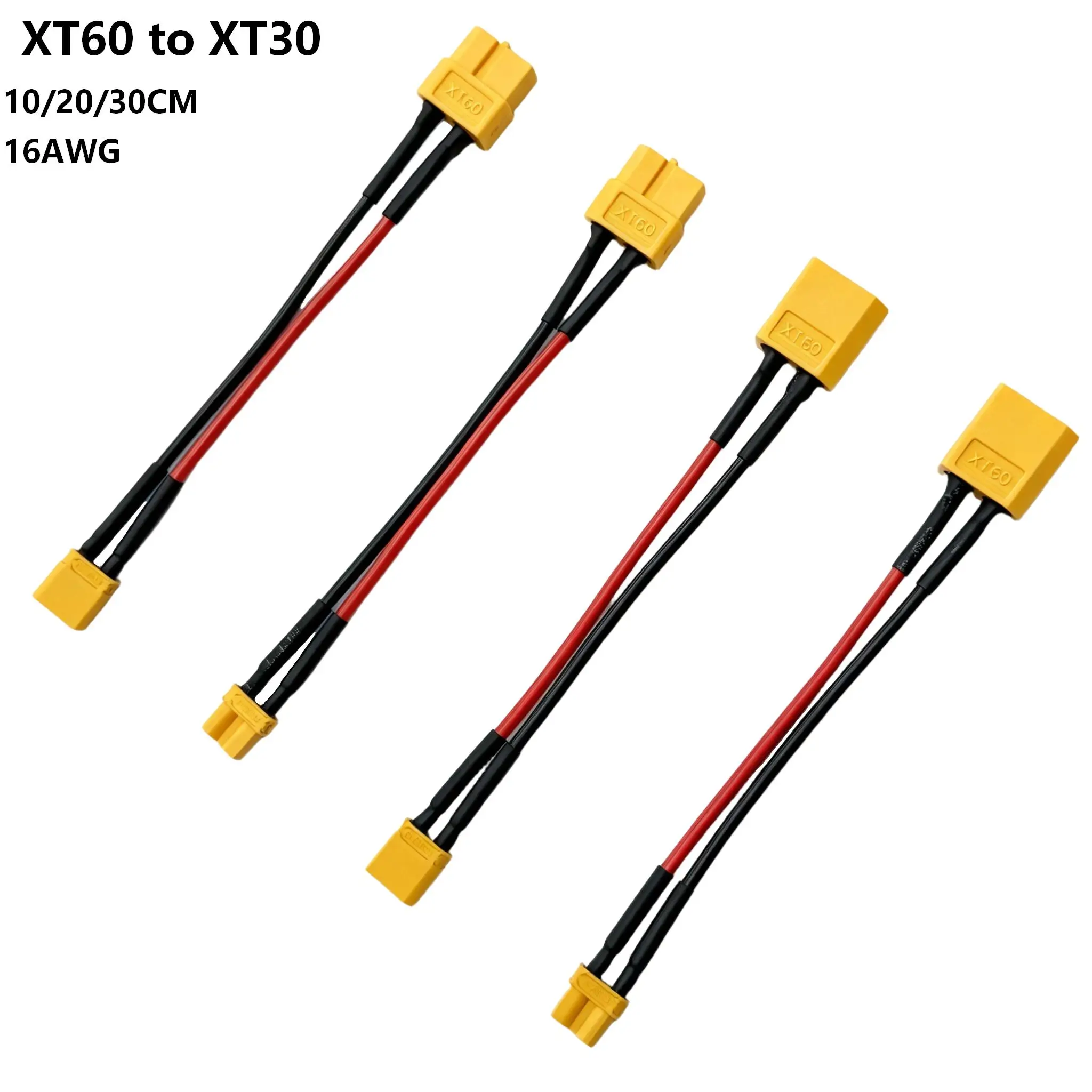XT60 to XT30 Connector Adapter Male/Female Plug 10/20/30CM 16AWG Silicone Wire Cable for RC FPV Quadcopter CineLog35 Drone Parts