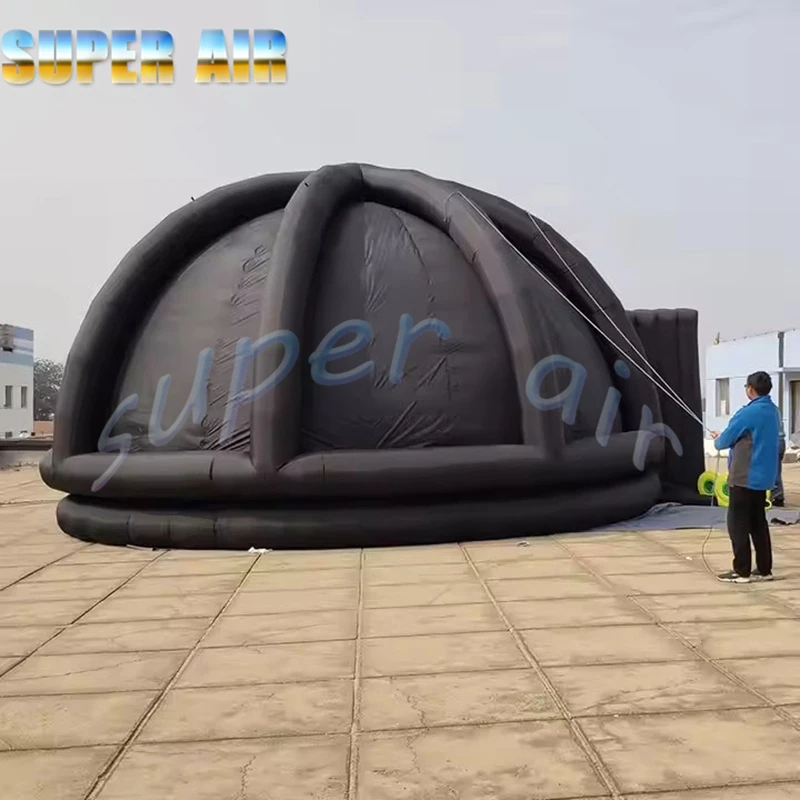 Tienda de proyección inflable planetaria de dos puertas, multianillo, color negro personalizable, para eventos