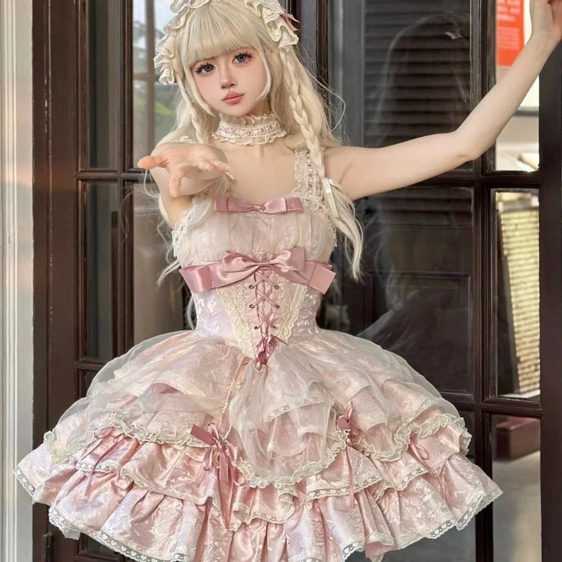 

JSK Subculture Sweet and Spicy Ballet Style Lolita Dress Girl's Ladies Bow Short Princess Dress Elegant Women's Lo Dreses