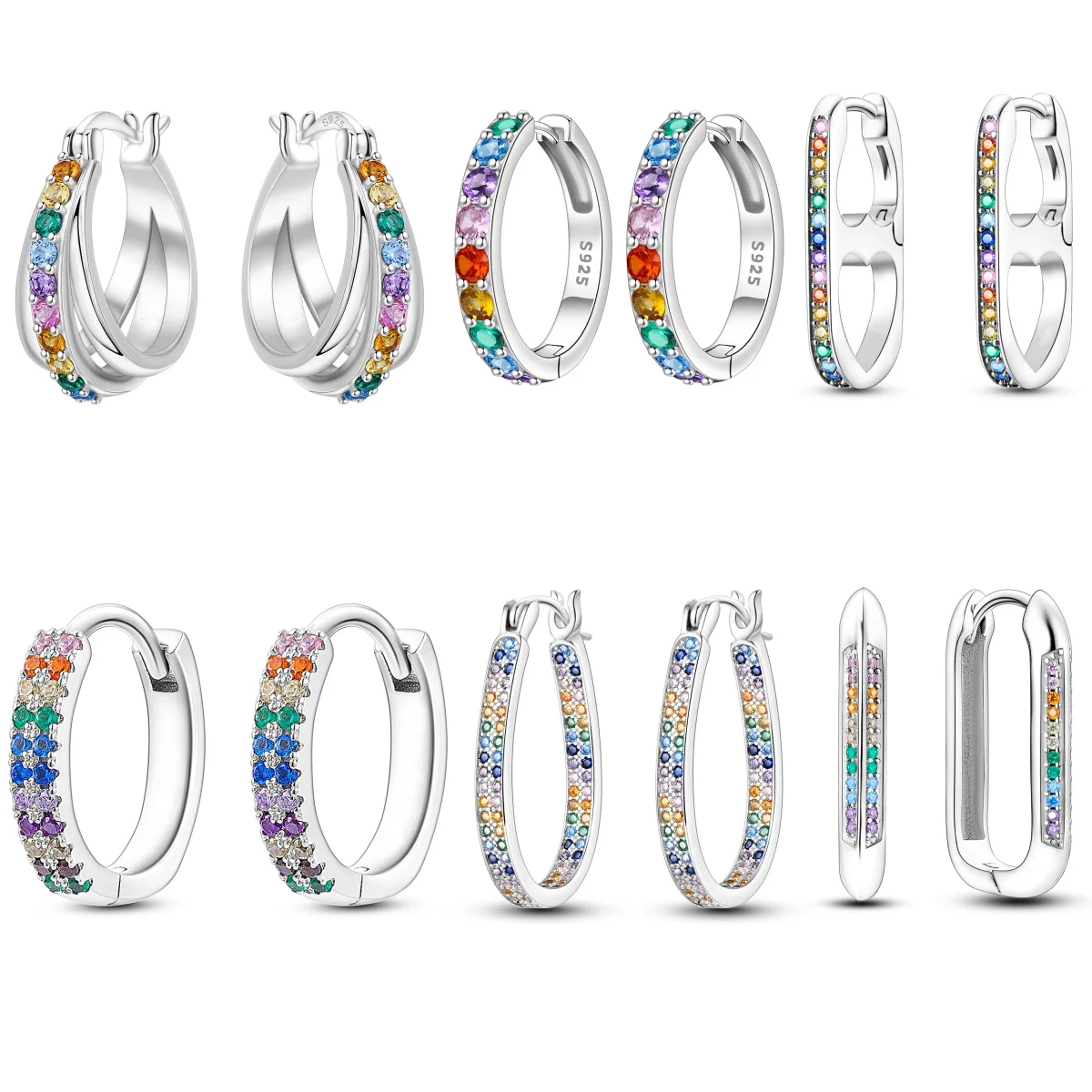 Orstarry S925 Sterling Silber Ohrringe, Persönlichkeit, funkelnde, bunte Zirkonia-Ohrringe, Schmuck für Frauen, Geburtstagsgeschenke
