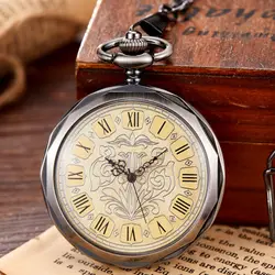 Reloj de bolsillo mecánico Hexagonal para hombre y mujer, pulsera de mano con cadena de oro, plata, bronce, hueco, con caja, regalo Vintage