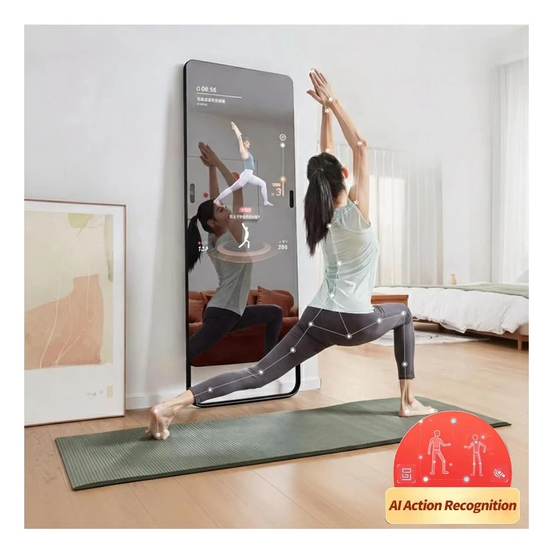 

Intelligent Gym Workout Mirror Interactive Floor Stand Exercise Vertical Touch Screen OLED Voice Control 1080p Fitness Smart