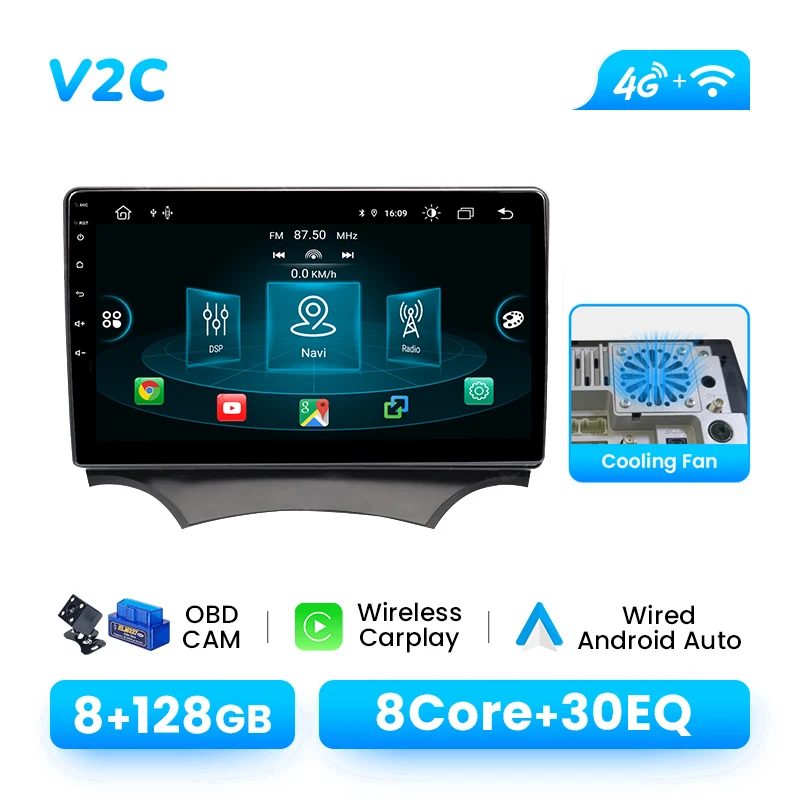 9 inch 1280*720 HD IPS scherm Android autoradio voor Ford KA 2008-2014 draadloze CarPlay Android Auto GPS navigatie touchscreen