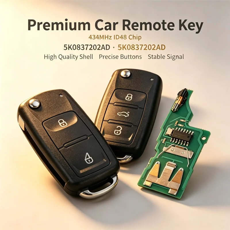 2/3 Button 434MHz 5K0837202ad With ID48 Chip Car Smart Remote Key For VW Volkswagen Beetle Caddy Golf Jetta Polo Scirocco Tiguan