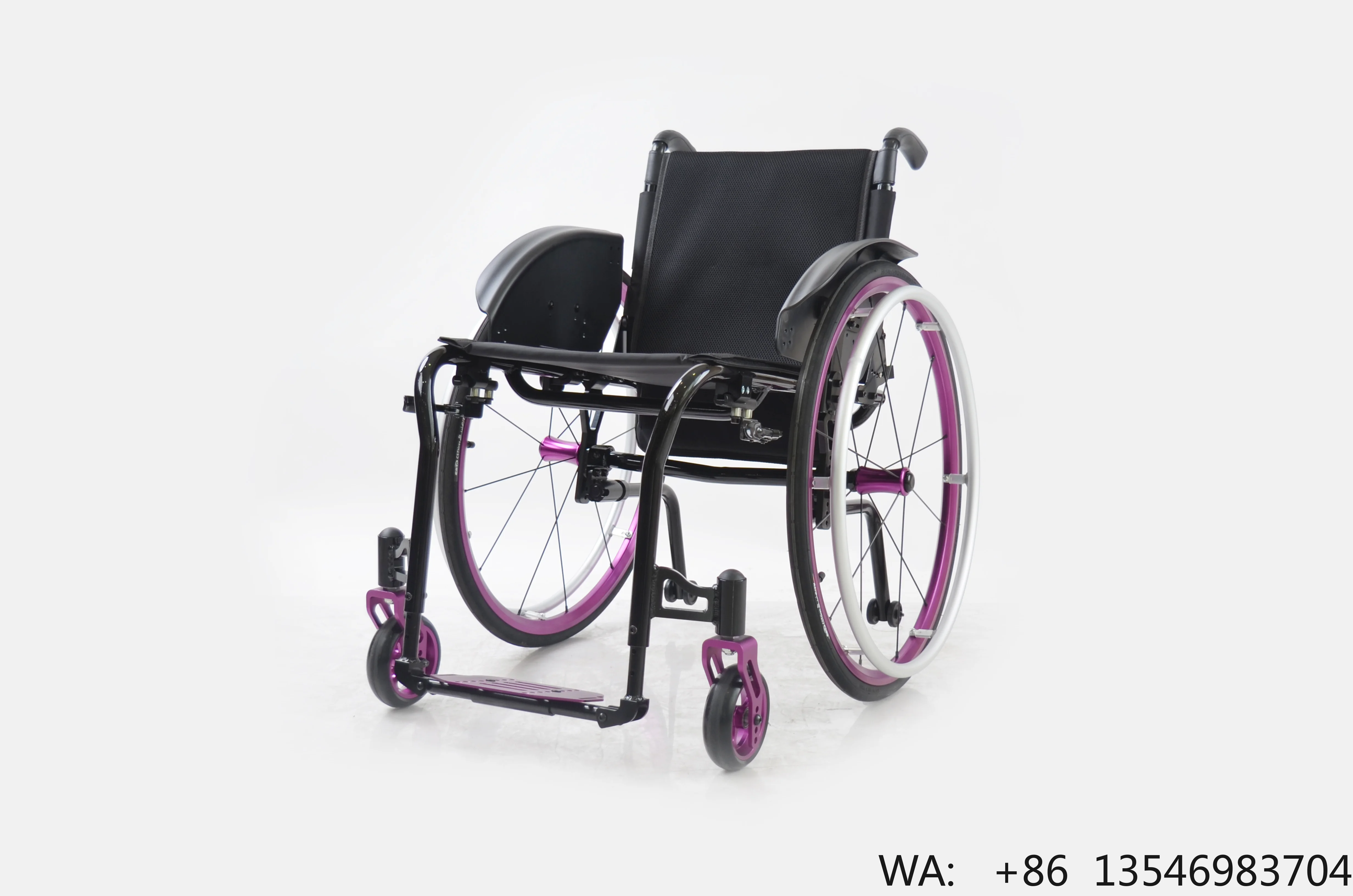 Lightweight Aluminum Manual Wheelchair with Adjustable Backrest Height Angle Foldable Sports Wheelchair