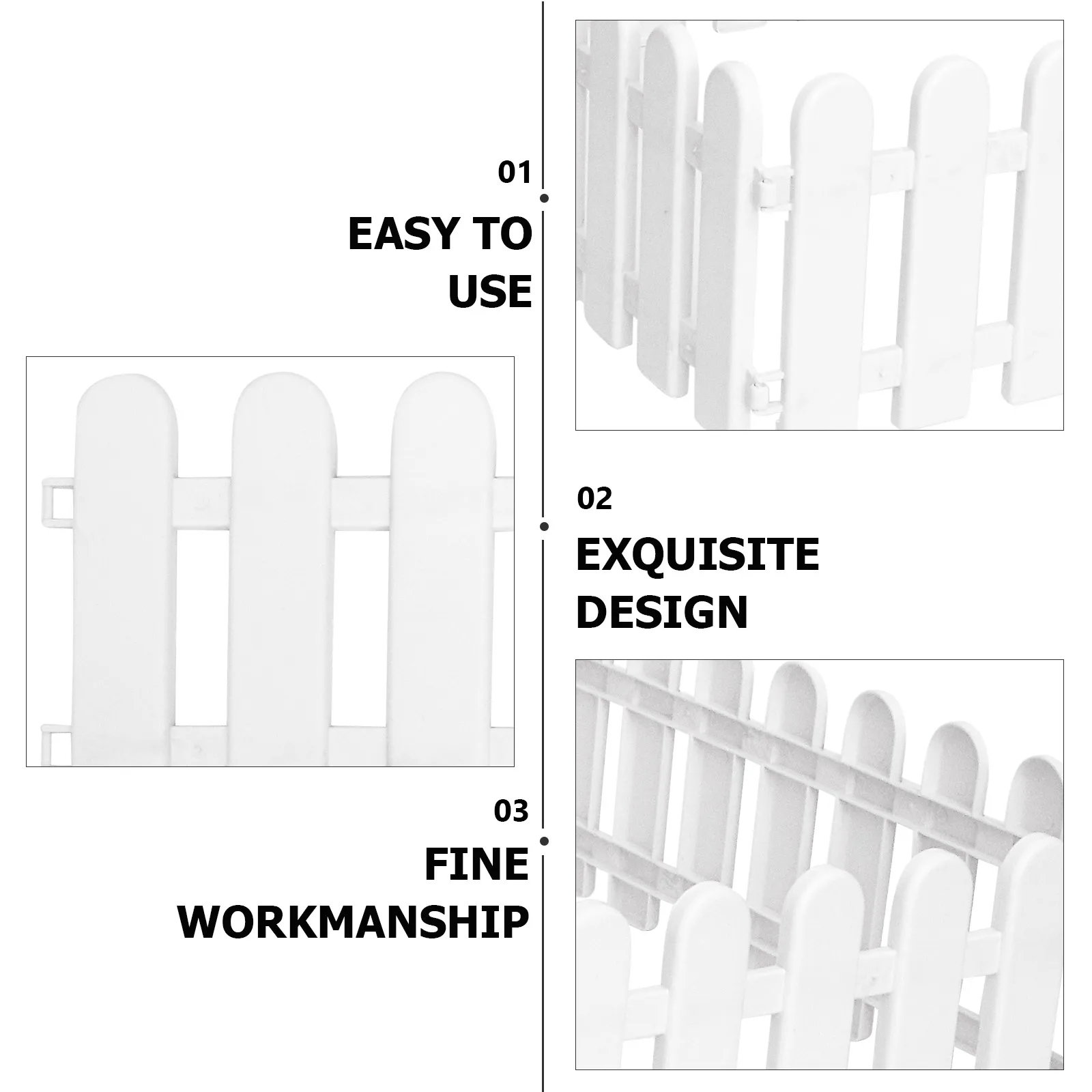 

8pcs White Decorative Fence Plastic Garden Crawl Outdoor Villa Courtyard Enclosure Flower Shop Restaurant Decoration Durable
