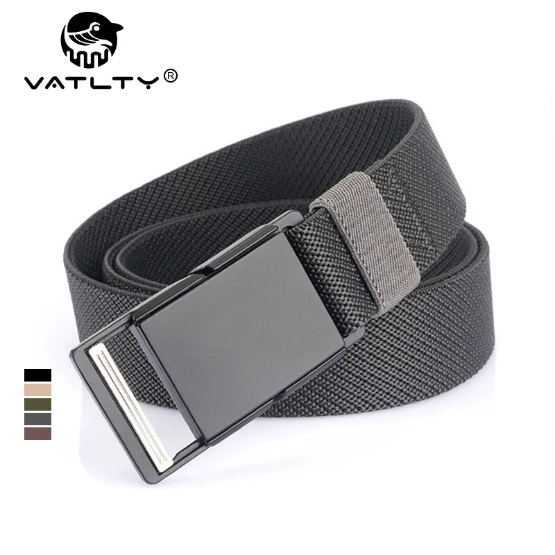 VATLTY New 3.4cm Thin Belt for Men and Women Matte Black Alloy Magnetic Buckle Elastic Belt Tactical Outdoor Belt Girdles Male